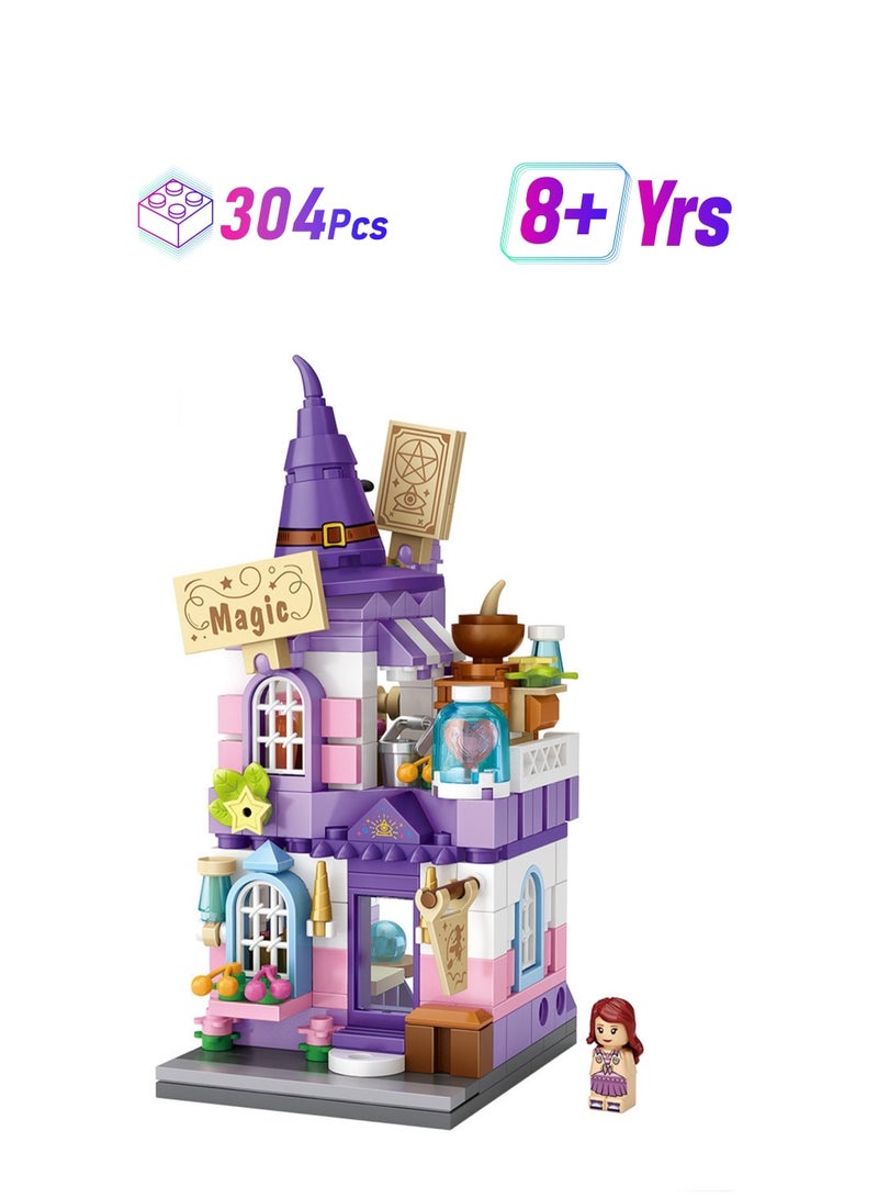 304pcs Magic House, Commercial Street Scene Assembly Model Ornaments Building Block Toys, Children'S Educational Game Gifts - Image 1